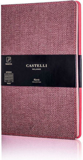 Castelli Harris Σημειωματάριο A6 120 Φύλλων Ριγέ με Λάστιχο Κόκκινο