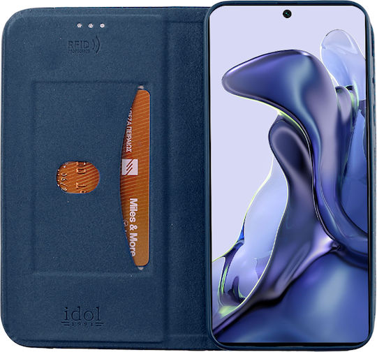 Idol 1991 Elite Anti-RFID Книга Изкуствена кожа Син (Xiaomi 11T / 11T Pro)
