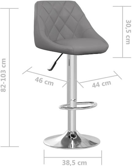 Hocker Bar mit Rückenlehne & Höhenverstellbar Gray 2Stück 44x46x82-103cm