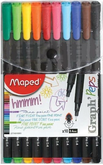Maped Graph Peps Fine Markere de Desen 0.4mm Set 10buc