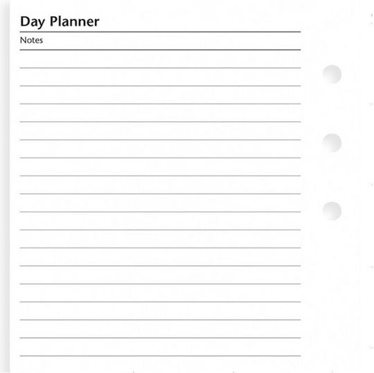 Filofax Personal Day Rezerve A6 Cu dungi Alb