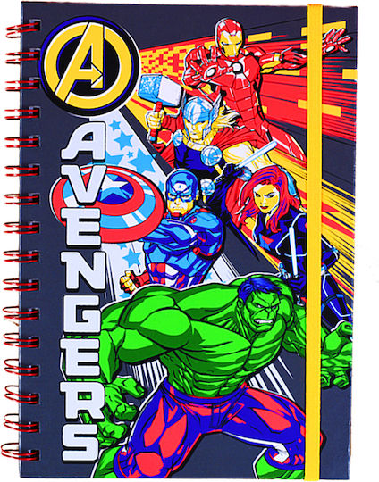 Pyramid International Avengers Burst Σημειωματάριο Σπιράλ A5 80 Φύλλων Ριγέ με Σκληρό Εξώφυλλο και Λάστιχο Πολύχρωμο