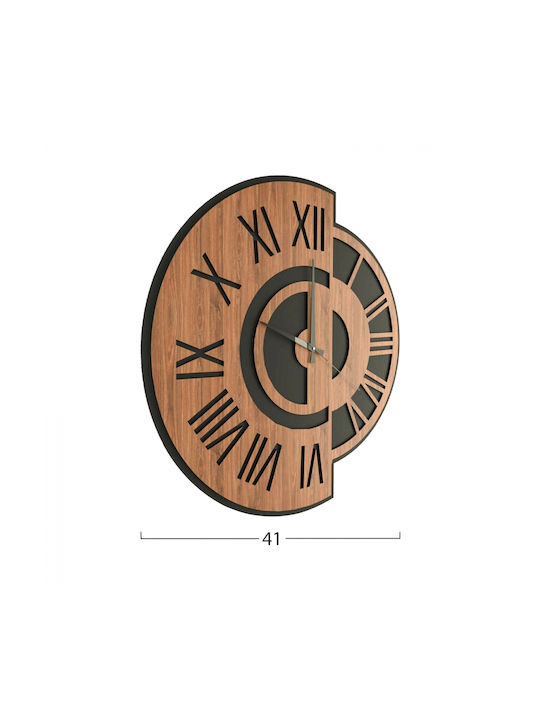 HomeMarkt 3D Wall Clock Metallic Black / Walnut Ø41cm