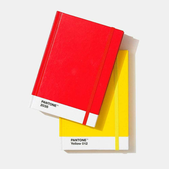 Pantone Σημειωματάριο Ριγέ με Σκληρό Εξώφυλλο και Λάστιχο Κόκκινο