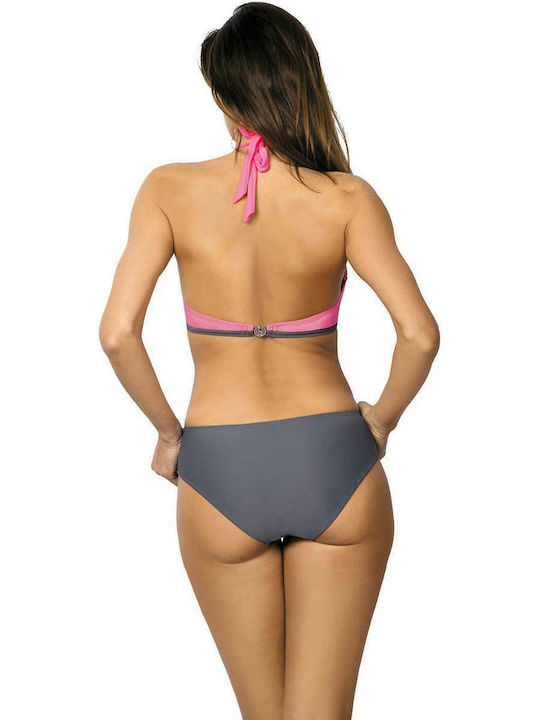 Marko Beatrix Costum de baie întreg cu decupaje și push-up Grey/ Fuchsia