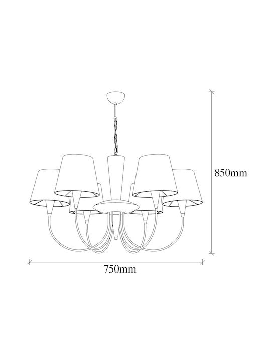 Opviq Pardo-3011 Πολυέλαιος 6xE27 Ø75cm με Καπέλα Χρυσός