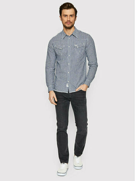 Wrangler Men's Shirt Long Sleeve Checked Blue