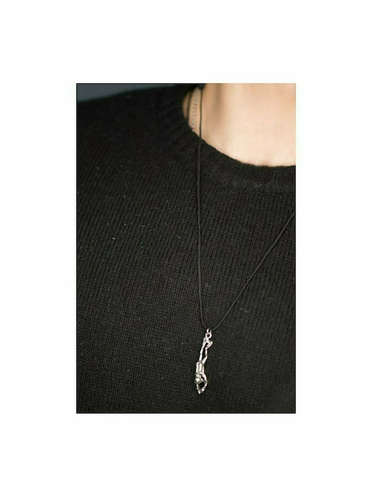 Men's diver necklace silver with fluctuating cord