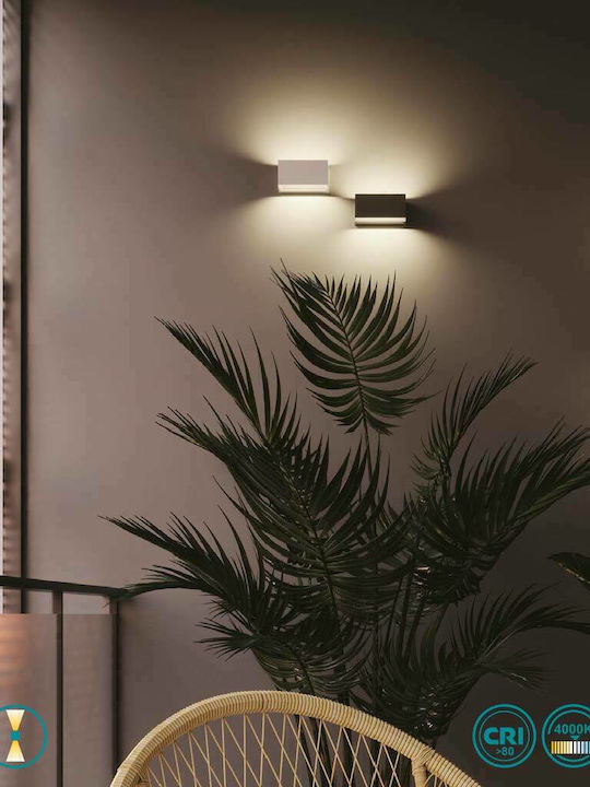 Fan Europe LED-W-Twin-S Wandmontierte Außen-Deckenleuchte LED IP54 12W mit Natürliches Weiß Licht Doppelstrahl 14x8.9x6.5εκ.