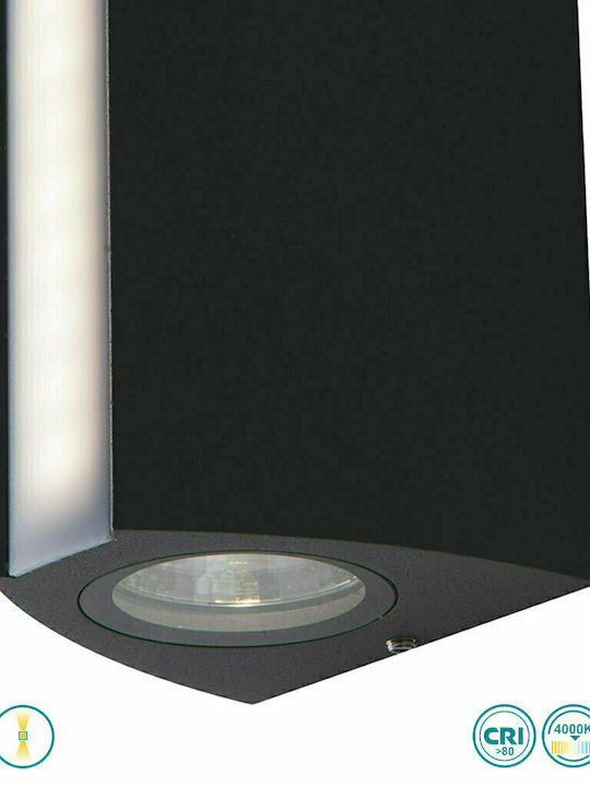 Fan Europe LED-W-Ray Wall-Mounted Outdoor Spot LED IP54 14W with Natural White Light Double Beam 20x8.5x7.8εκ.