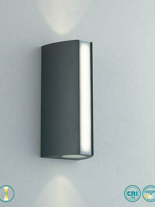 Fan Europe LED-W-Ray Wandmontiertes Außen-Spotlight LED IP54 14W mit Natürliches Weiß Licht Doppelstrahl 20x8.5x7.8εκ.