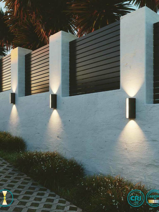 Fan Europe LED-W-Ray Wandmontiertes Außen-Spotlight LED IP54 14W mit Natürliches Weiß Licht Doppelstrahl 20x8.5x7.8εκ.