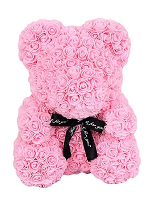 Fly Digital Αρκουδάκι από Τεχνητά Τριαντάφυλλα Teddy Bear Roses Ροζ 37cm Σε Κουτί