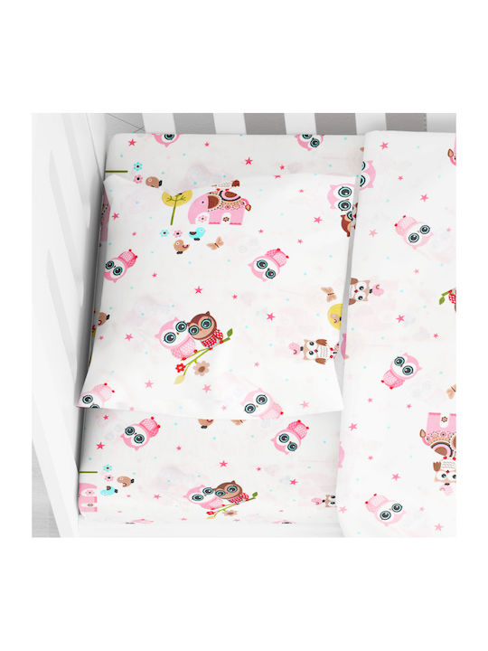 Dimcol Κουκουβάγια Baby Cotton Pillowcase Pink 35x45cm