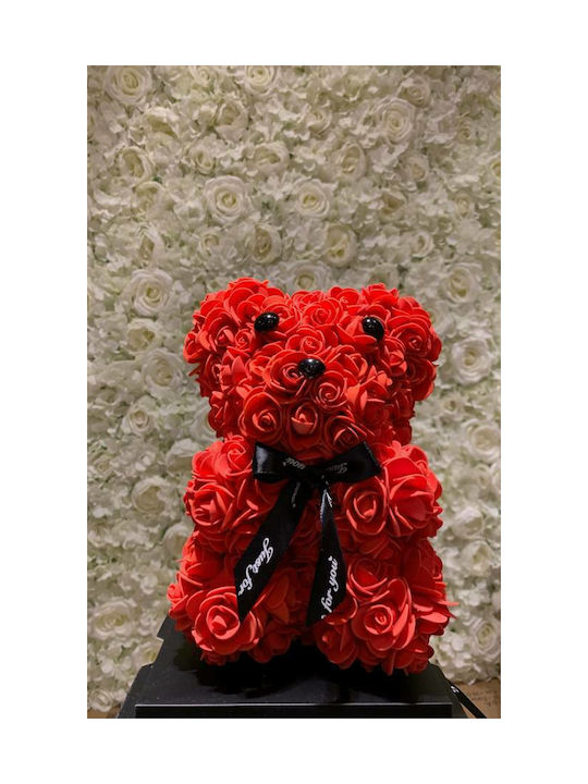 Teddybär aus Künstlichen Rosen Bear Red 25cm in Box 1Stück