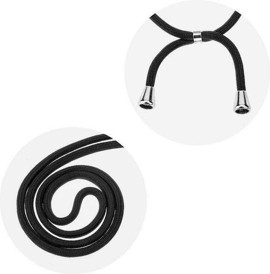 Forcell Cord Back Cover Silicone with Strap Transparent / Black (Galaxy A22 5G)