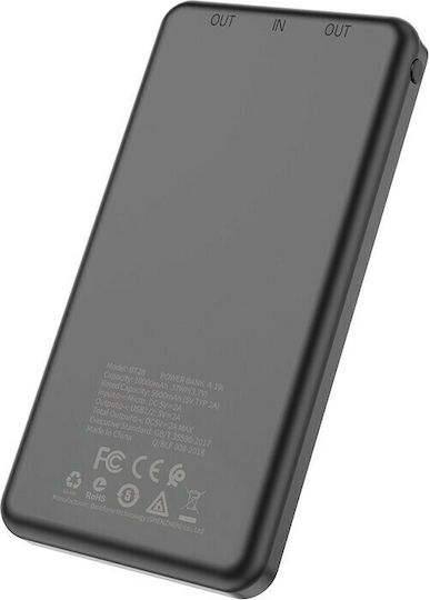 Borofone BT28 Power Bank 10000mAh 10W με 2 Θύρες USB-A Μαύρο