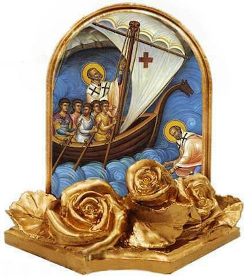 SAINT NIKOLAOS - (Set of 30 pieces) Gold plated ceramic baptismal bonbonniere