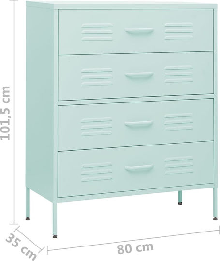 vidaXL Office Storage Drawer Metal Mint 80x35x101.5cm