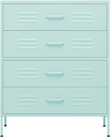 vidaXL Office Storage Drawer Metal Mint 80x35x101.5cm