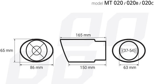 AMiO Amortizor de eșapament Universal 165x86mm Negru