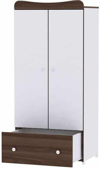 Exclusive Δίφυλλη Ντουλάπα με 1 Συρτάρι White Walnut 82x57x173cm