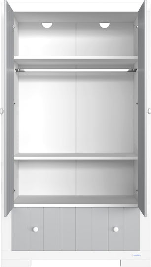 York Two Door Wardrobe with 1 Drawer Grey 100x54x179cm