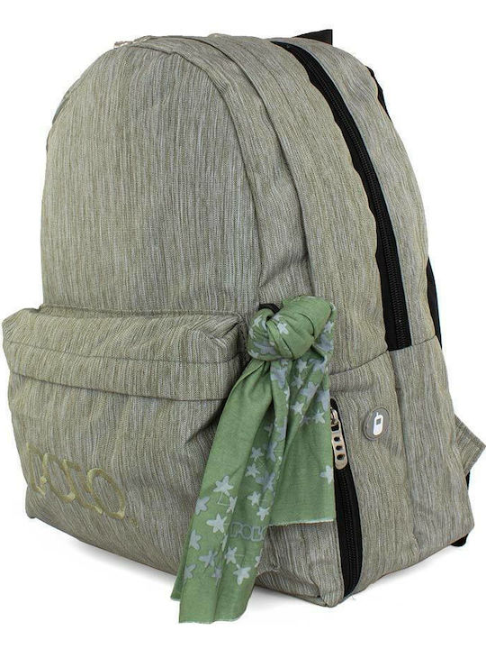 Polo Doppelte Schal Schulranzen Rucksack Junior High-High School mit Flaschenhalter Olive 27 Liter 30 x 24 x 42 cm