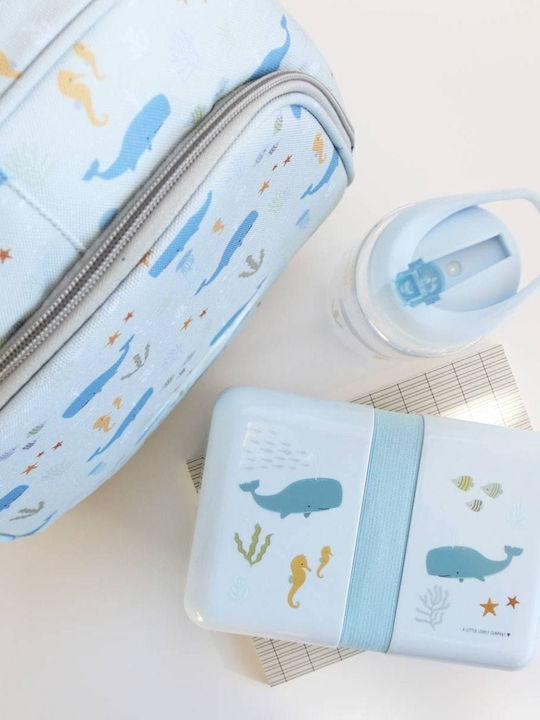 A Little Lovely Company Ocean School Bag Backpack Kindergarten Light Blue with Water Bottle Holder 13Liters