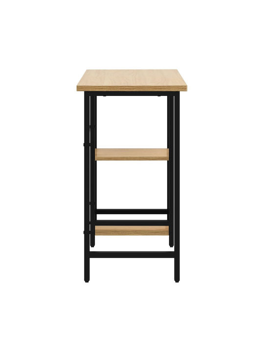 Desk Wooden Natural - Black with Metal Legs 80x40x72cm
