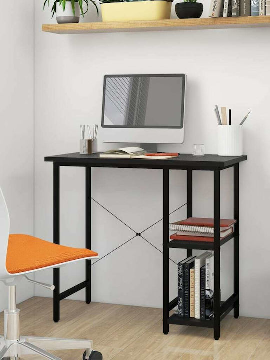 Desk with Bookshelf Wooden Black 80x40x72cm