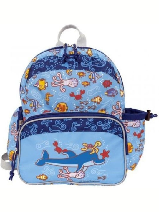 Laken Katuki Blue with Insulated Area Delfin Schulranzen Rucksack Kindergarten Hellblau mit Flaschenhalter