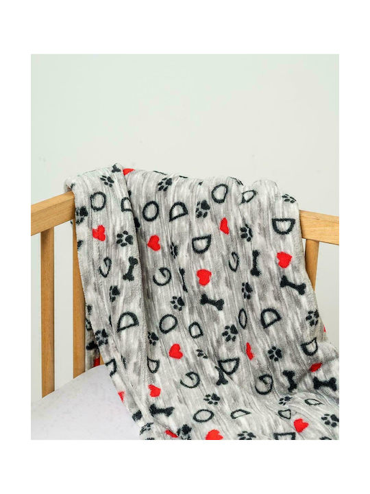 Pennie Kids Velvet Blanket Dog Pattern 152x245cm Gray