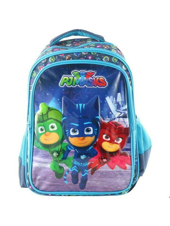 Diakakis PJ Masks School Bag Backpack Elementary, Elementary Blue with Water Bottle Holder 25Liters