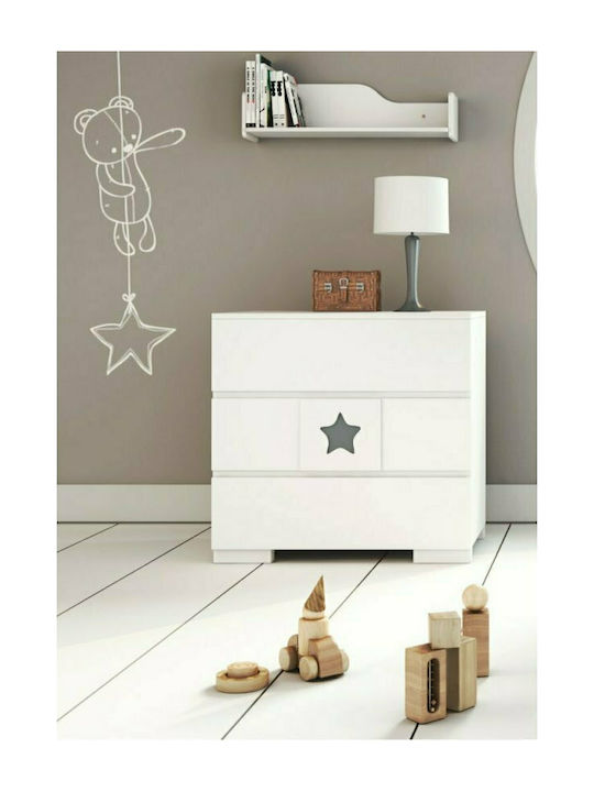 Stars Βρεφική Συρταριέρα με 3 Συρτάρια Λευκή 93x50x90cm