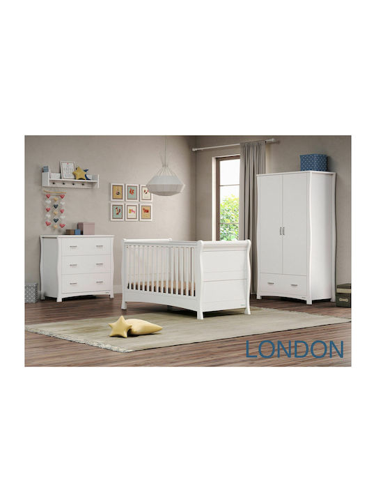 London Βρεφική Συρταριέρα με 3 Συρτάρια Λευκή 94x51x102cm