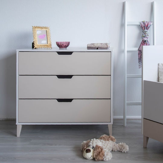 Juno Baby Wickelkommode mit 3 Schubladen Graue 100x55x90cm