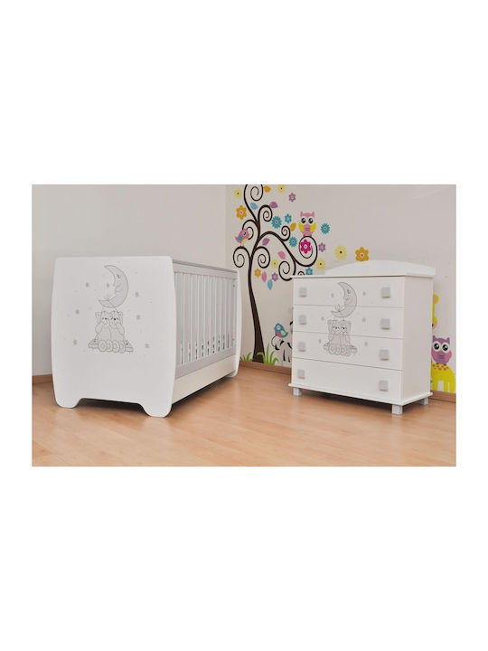 Finn Baby Dresser with 4 Drawers White 80x46x97cm