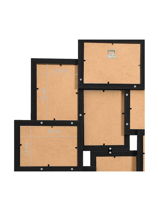 vidaXL Wooden Wall-Mounted Multi Picture Frame 10 Photos Black