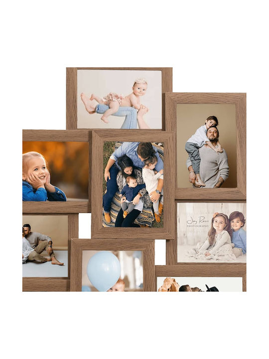 vidaXL Wall-Mounted Multi Wooden Light Brown Picture Frame