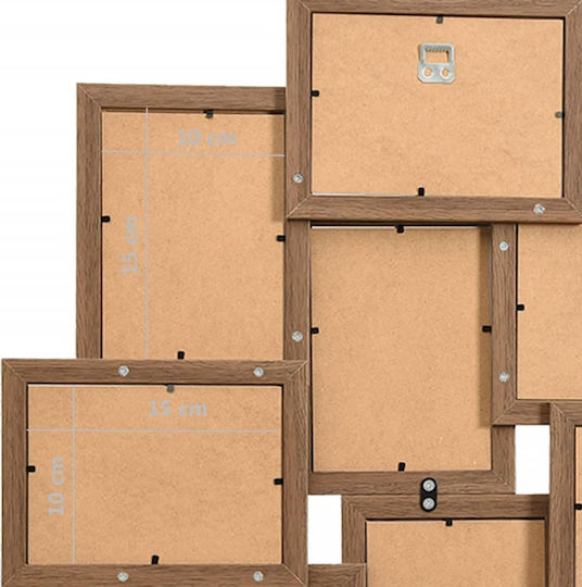 vidaXL Wall-Mounted Multi Wooden Light Brown Picture Frame