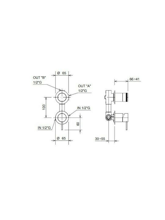 La Torre Elle Built-In Mixer for Shower with 2 Exits Inox Rose Gold Brushed