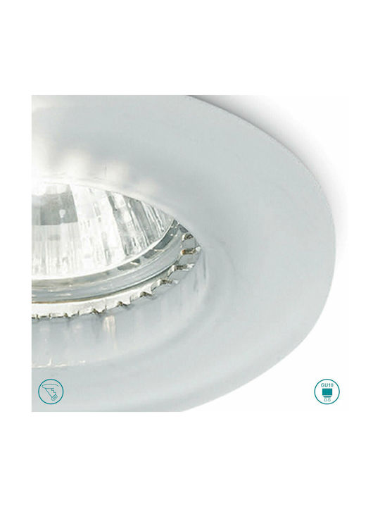 Gea Luce Indra Round Glass Recessed Spot with Socket GU10 Silver 9x9cm. 1pcs