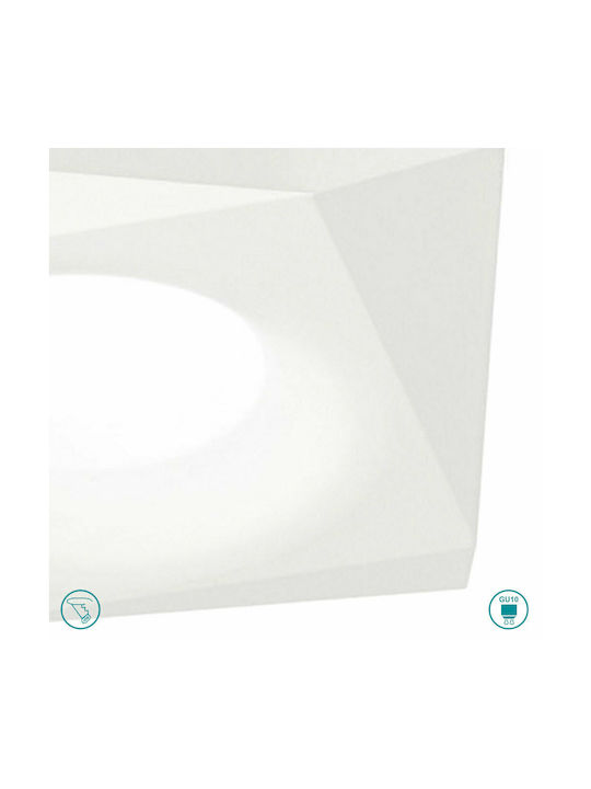 Gea Luce Janus Square Metallic Recessed Spot with Socket GU10 White 8.9x8.9cm. 1pcs