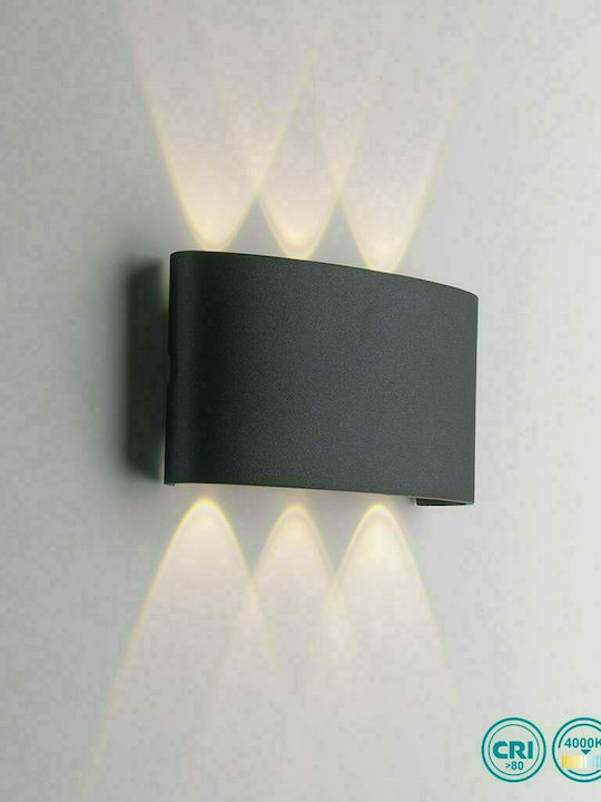 Fan Europe Beetle Wandmontierte Außenbeleuchtung LED IP54 6W mit Natürliches Weiß Licht Doppelstrahl 17x8x4cm