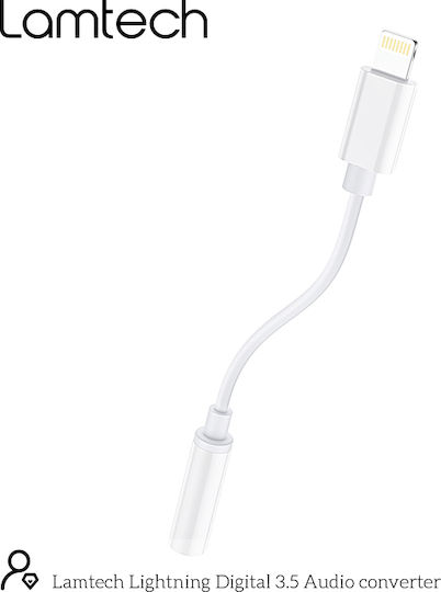 Lamtech Конвертор Lightning мъжки към 3.5mm женски Бял 1бр LAM063005