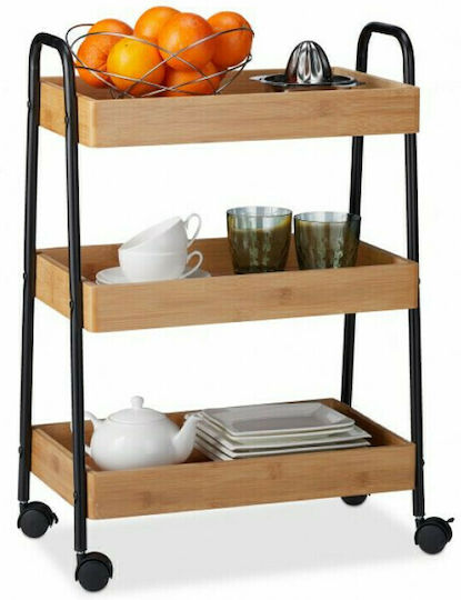 Relaxdays Relaxdays Lebensmittelregal Metallisch 3 Ebenen Schwarz 49.5x28x70cm