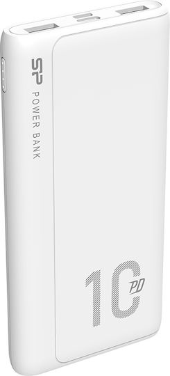 Silicon Power QP15 Power Bank 10000mAh 18W με 2 Θύρες USB-A και Θύρα USB-C Power Delivery / Quick Charge 3.0 Λευκό
