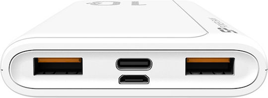 Silicon Power QP15 Power Bank 10000mAh 18W με 2 Θύρες USB-A και Θύρα USB-C Power Delivery / Quick Charge 3.0 Λευκό