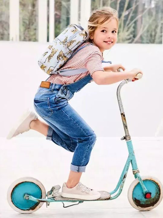 Petit Monkey Grey Tigers Σχολική Τσάντα Πλάτης Νηπιαγωγείου Γκρι με Θήκη για Παγούρι